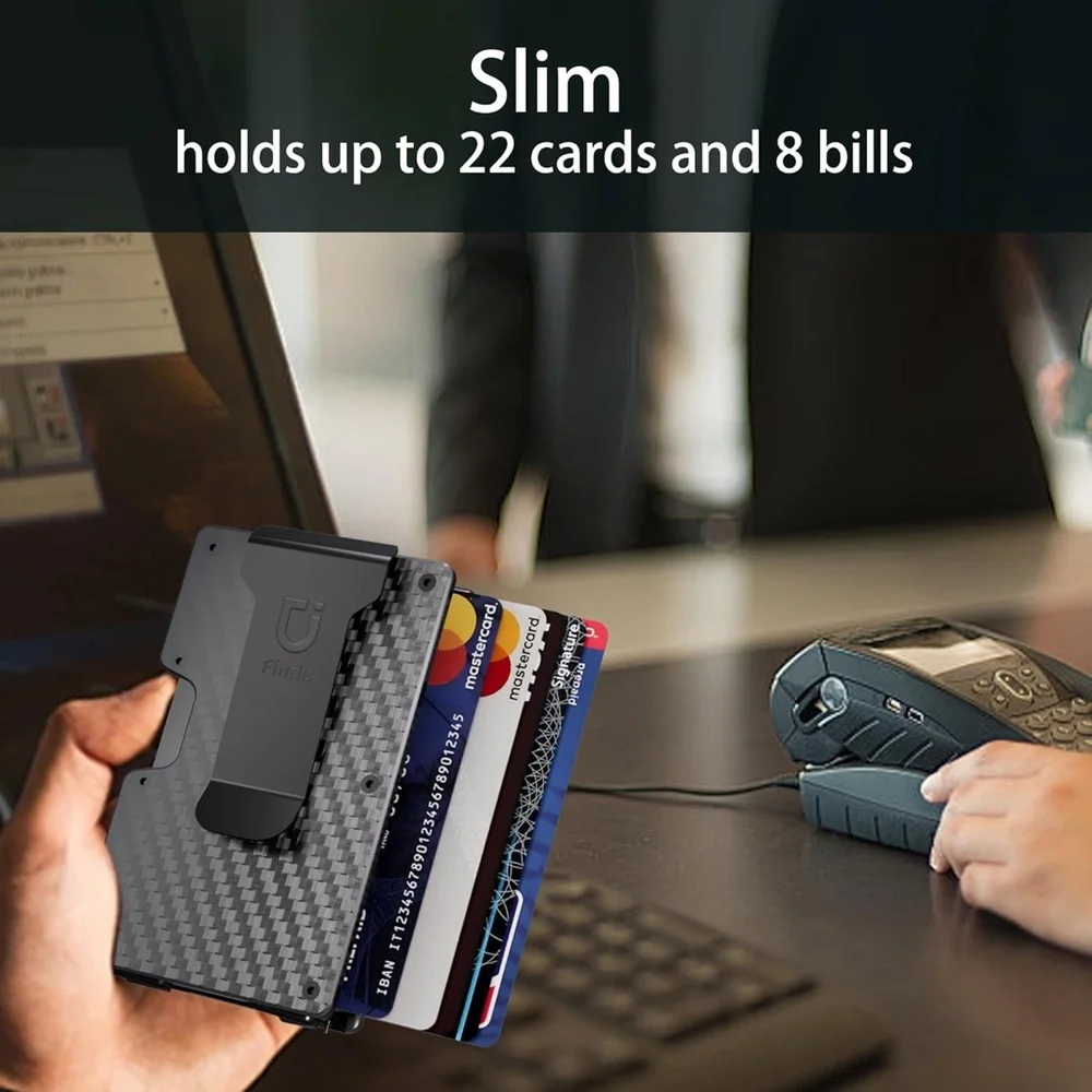 Money Clip Mens Wallet, Slim Wallet for Men, RFID Blocking Carbon Fiber